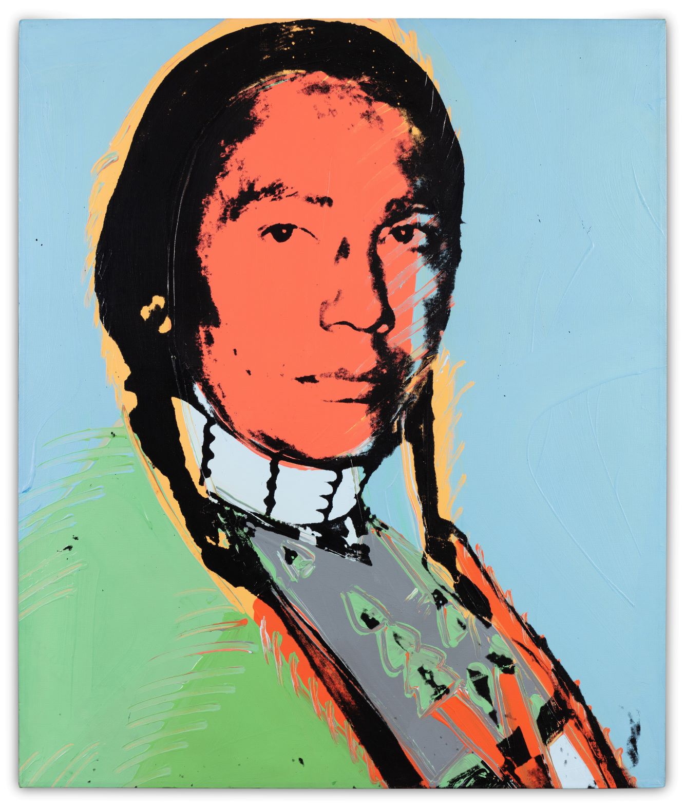 Andy Warhol _kleiner_, Russell Means, .American Indian Series., acrylique et sérigraphie sur toile, 1977_1,2 - 1,8 million €