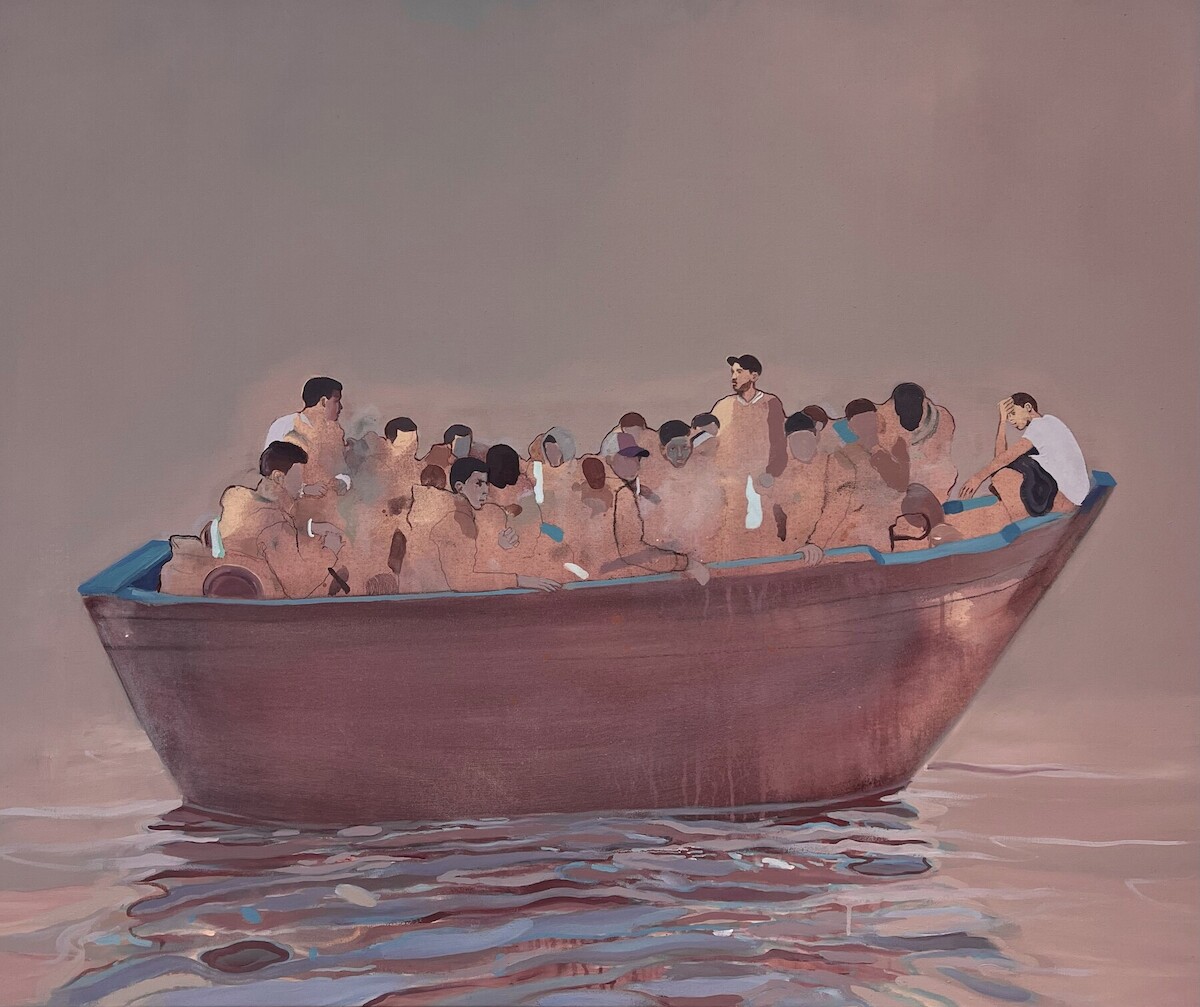 Nabil El Makhloufi_Le bateau I_2023_Öl auf Leinwand_100x120 cm_Galerie L'Atelier 21_ 10 000 bis 15 000 Euro